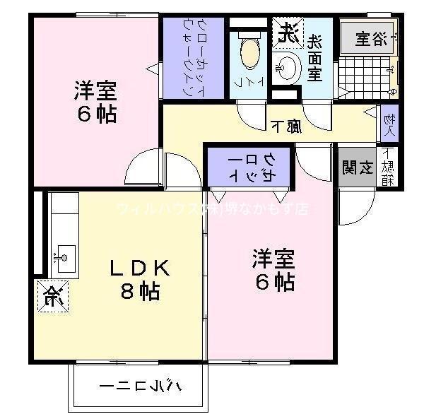 グリーンコート堺東B棟(2DK/2階)の間取り写真