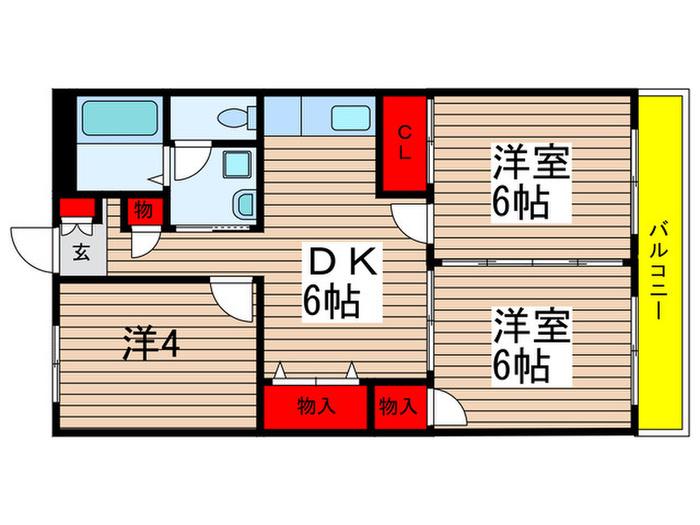 ヴィバンオオド千葉(3DK/5階)の間取り写真