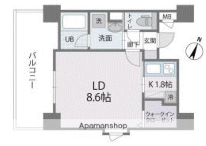 アクタス薬院III(1K/13階)の間取り写真