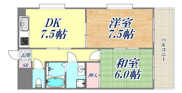 RESIDENCE塚口(2DK/3階)の間取り写真