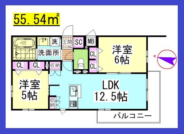 Y´SFRESIDENCEI(2LDK/2階)の間取り写真