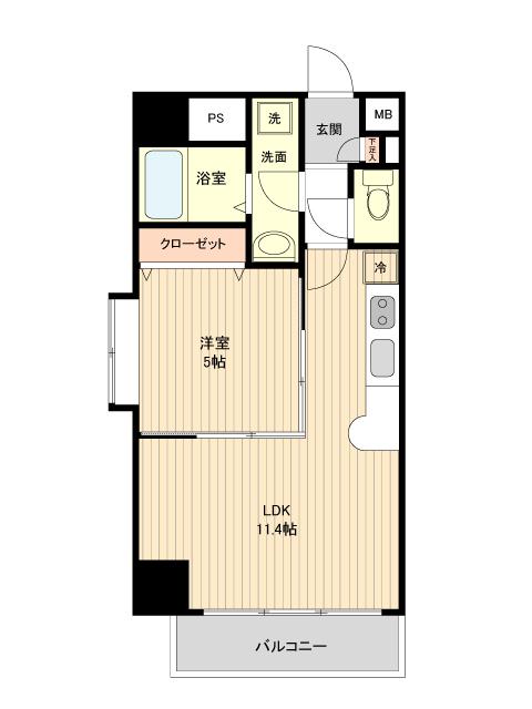 レジディア仙台本町(1LDK/4階)の間取り写真
