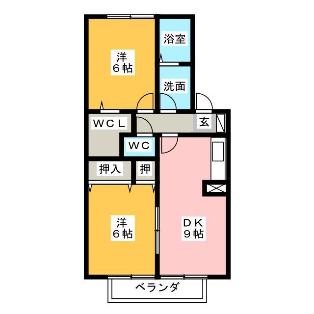 ノースステラA(2DK/2階)の間取り写真