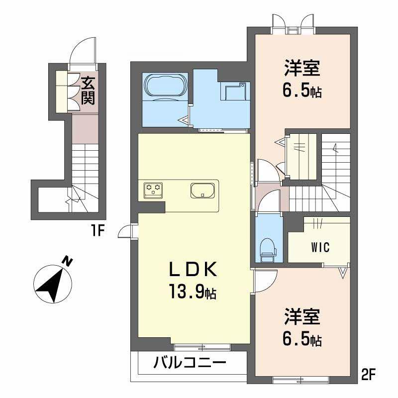 シャーメゾン・ユニヴェール(2LDK/2階)の間取り写真