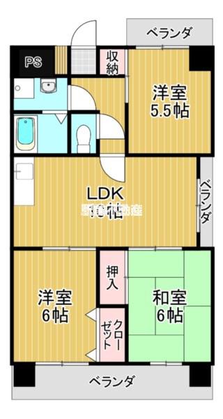 ハヤシビル(3LDK/5階)の間取り写真