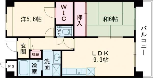 ベルメゾン堺(2LDK/4階)の間取り写真