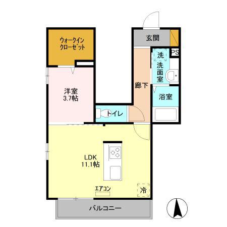 パステルコート(1LDK/1階)の間取り写真