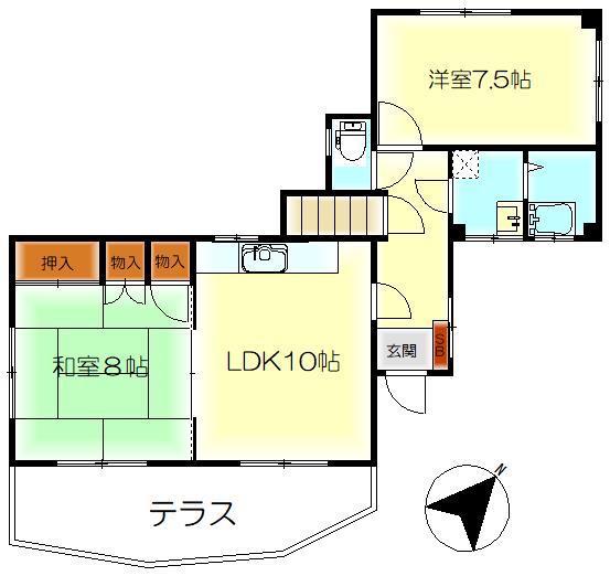 白島アパート(2LDK/1階)の間取り写真
