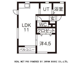 ローヌB棟(1LDK/1階)の間取り写真
