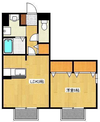 クロノス21御領B(1LDK/1階)の間取り写真