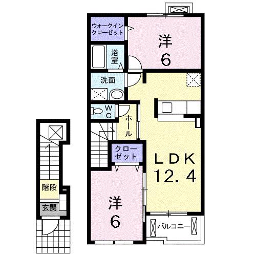 ヴィオラ フィオーレ(2LDK/2階)の間取り写真