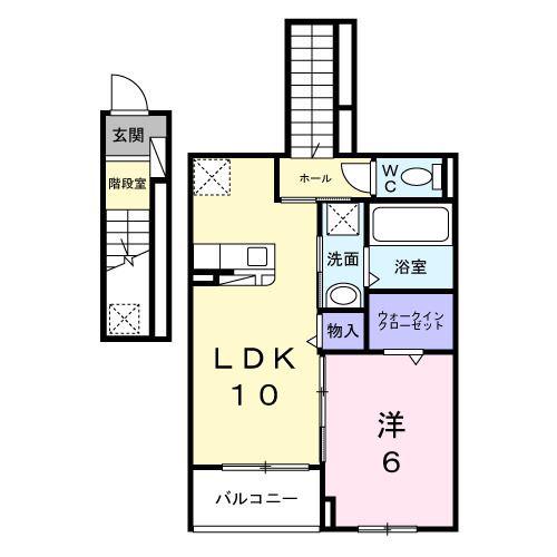 ヴェルプロムナード(1LDK/2階)の間取り写真