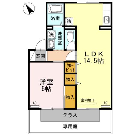 ヴェルドミール(1LDK/1階)の間取り写真