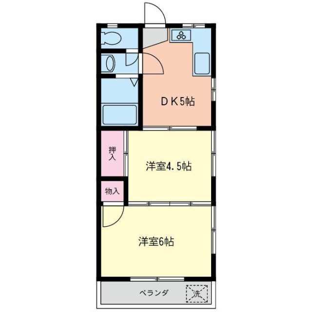 ハイツリバーサイドI(2DK/2階)の間取り写真