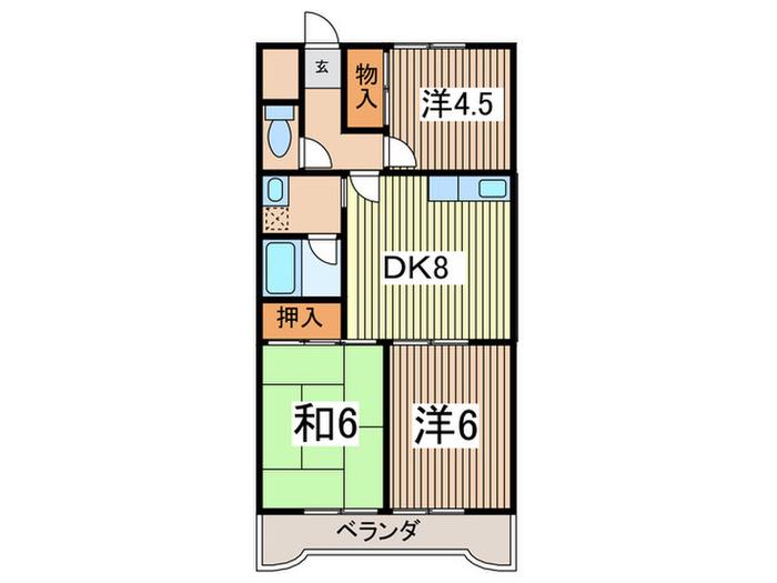 大成第二マンション(3LDK/3階)の間取り写真