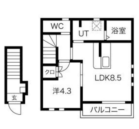 クローバー(1LDK/2階)の間取り写真