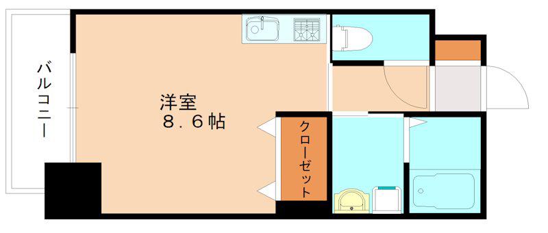 ベルガ南小倉(ワンルーム/8階)の間取り写真