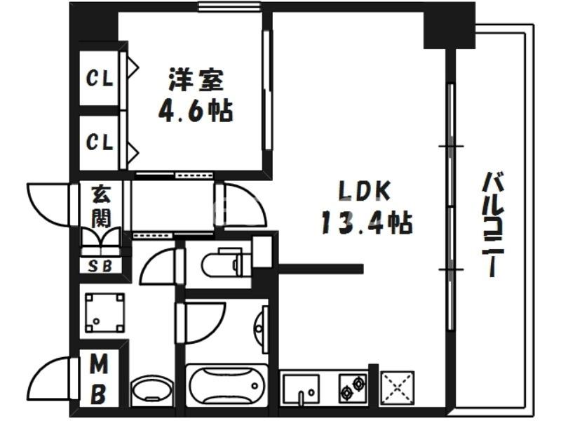レオンコンフォート新梅田(1LDK/9階)の間取り写真