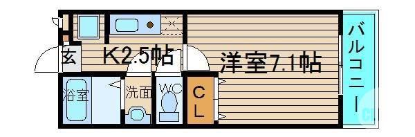 アベリアコート(1K/1階)の間取り写真