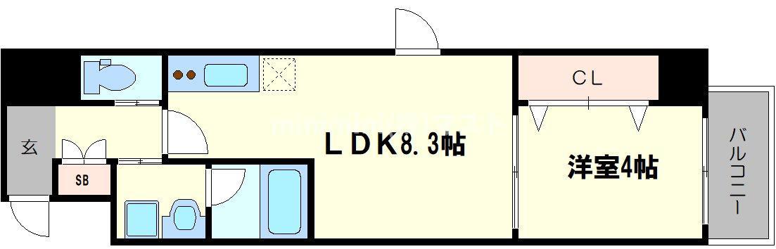 コンフォリア西天満(1LDK/10階)の間取り写真