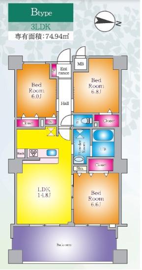 PJ TREE NEST(3LDK/6階)の間取り写真