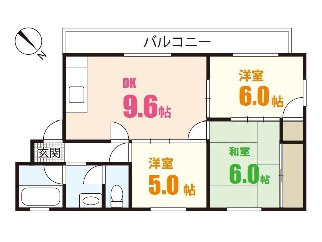 コーポ辰本(3DK/1階)の間取り写真
