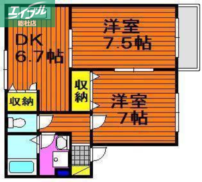 サンパティークB棟(2DK/2階)の間取り写真