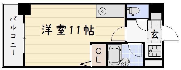 アクセス砂津(ワンルーム/6階)の間取り写真