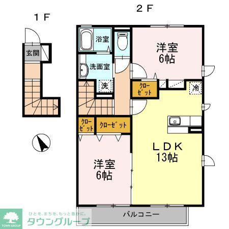 クレールソフィア(2LDK/2階)の間取り写真