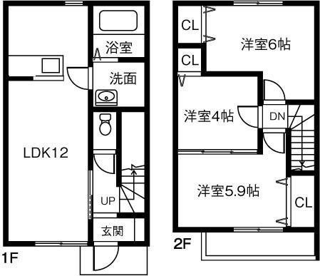 サウスコート(3LDK/2階)の間取り写真