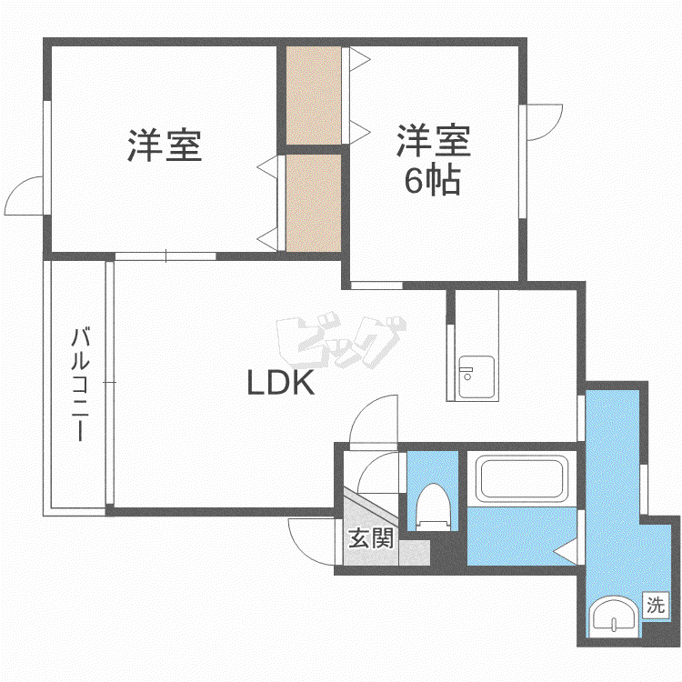 クラール発寒(2LDK/3階)の間取り写真