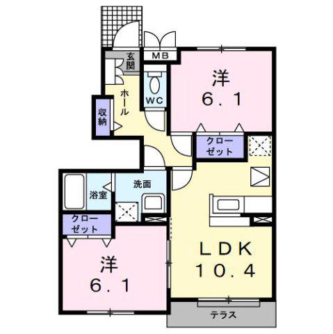 エンジェルハ-ト(2LDK/1階)の間取り写真