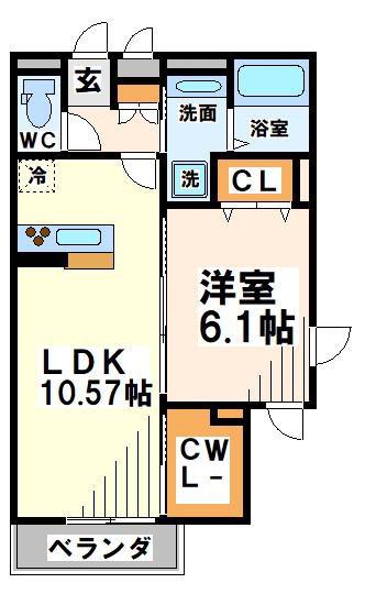 SYハイアII(1LDK/2階)の間取り写真