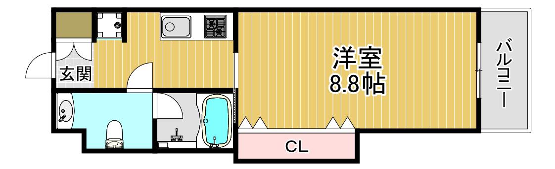 W.O.B.TSUKAMOTO(1K/4階)の間取り写真