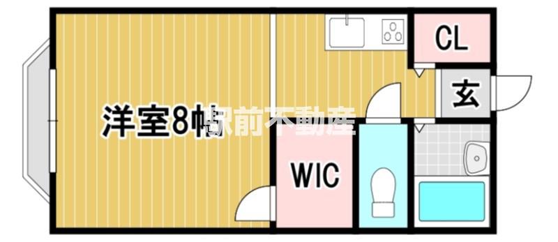 アヴェニール御井(ワンルーム/1階)の間取り写真