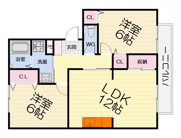 レストハイツ旭(2LDK/2階)の間取り写真