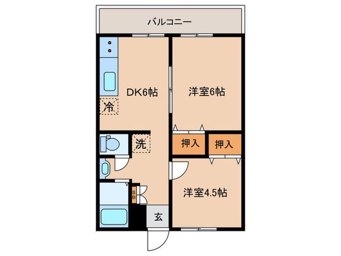 千歳台パークハイツ(2DK/1階)の間取り写真