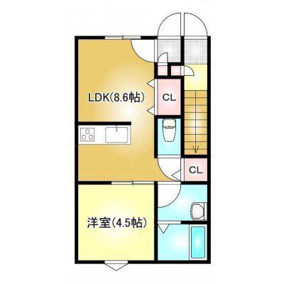 EARL`S COURT下泉(1LDK/1階)の間取り写真