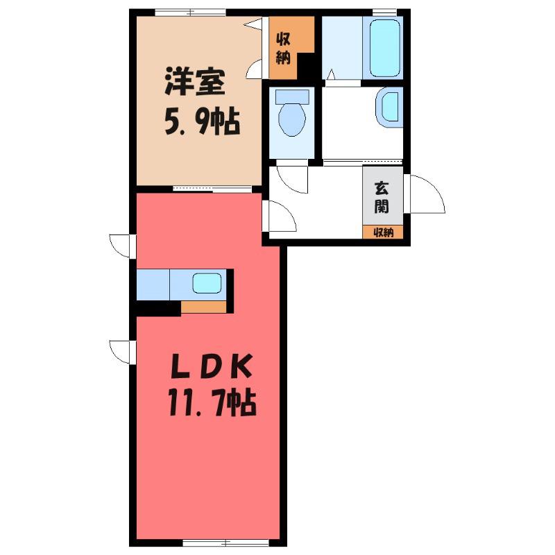 メゾン・コンフォートB(1LDK/1階)の間取り写真