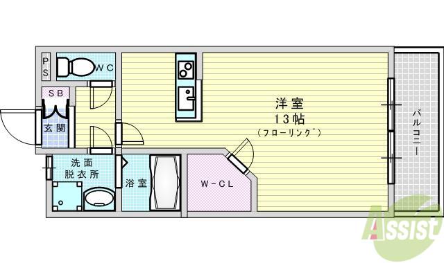 ORACION吹田(ワンルーム/5階)の間取り写真