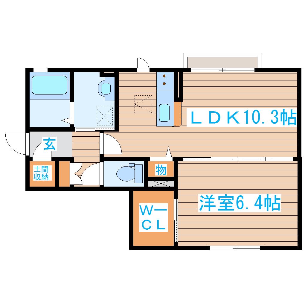 ライラック(1LDK/1階)の間取り写真