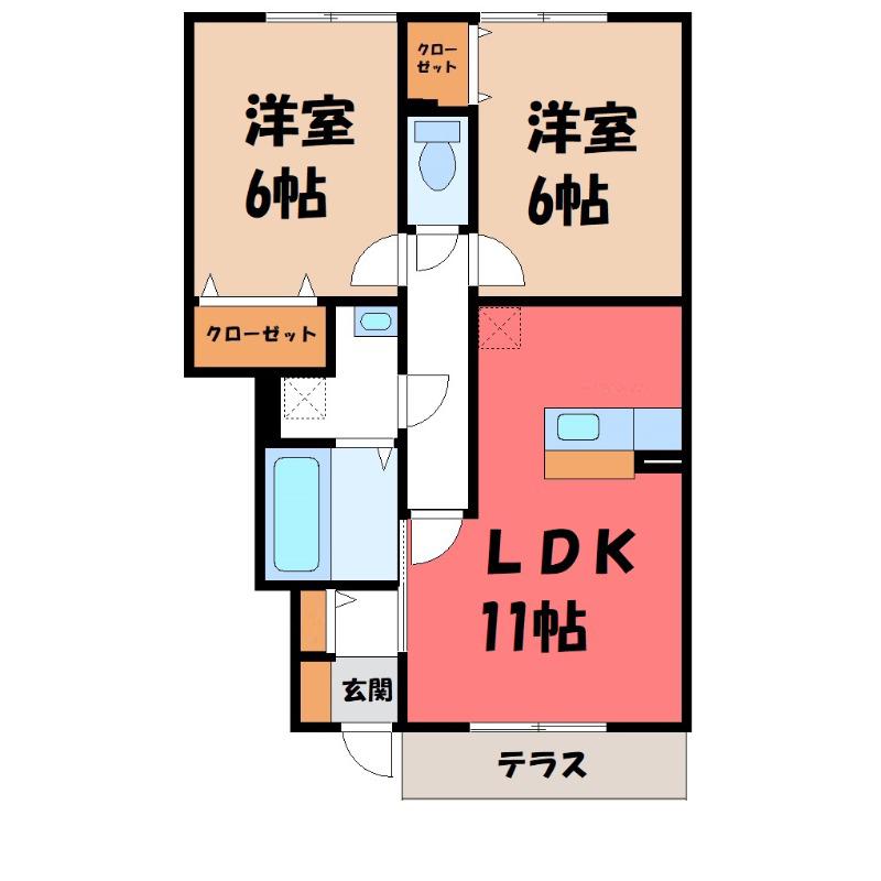 コンクパール(2LDK/1階)の間取り写真