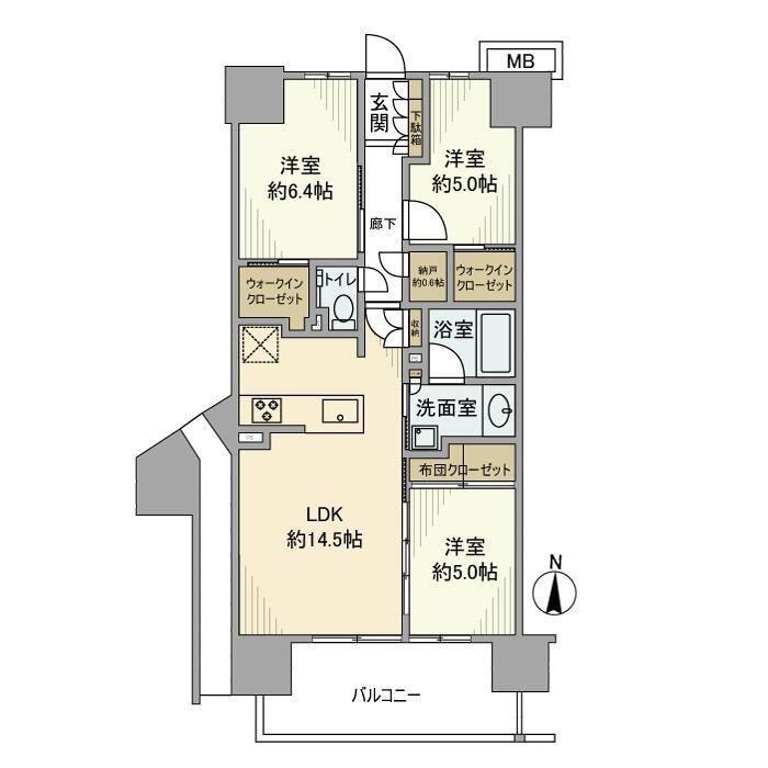 メイツ深川住吉(3LDK/9階)の間取り写真