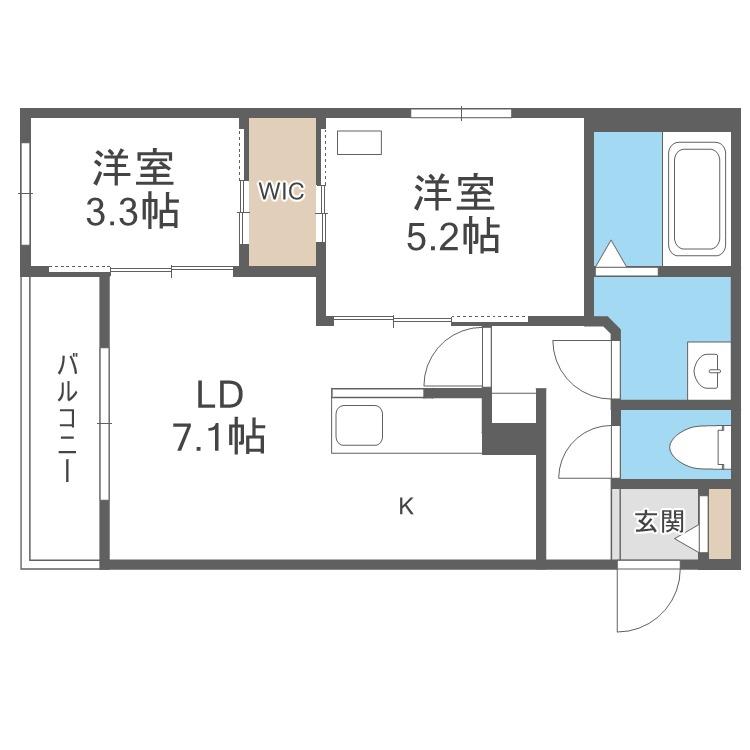 ライトベルー南9条ー(2LDK/1階)の間取り写真
