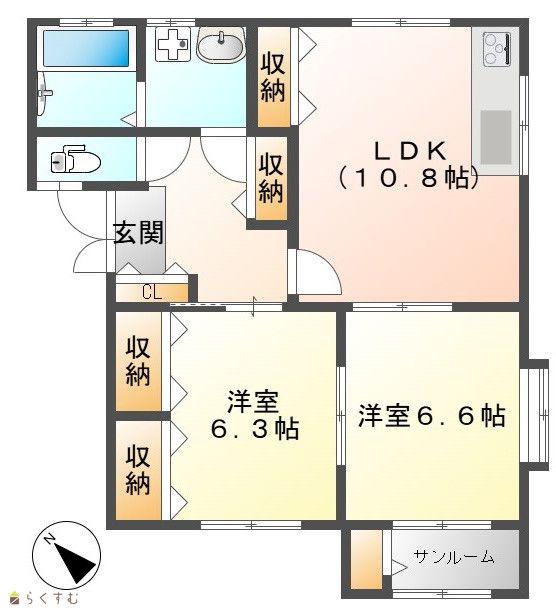 グリーンライム(2LDK/1階)の間取り写真