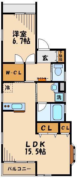 プナレア(1LDK/1階)の間取り写真