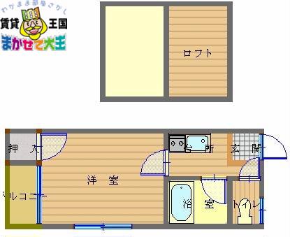 ボナール宿町(1K/2階)の間取り写真