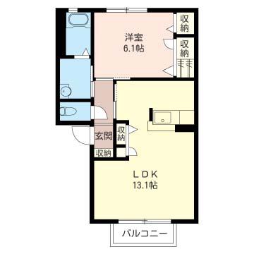 グラン・シャリオB(1LDK/2階)の間取り写真