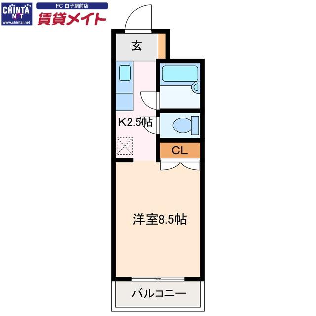 ジョイフル江島(ワンルーム/1階)の間取り写真