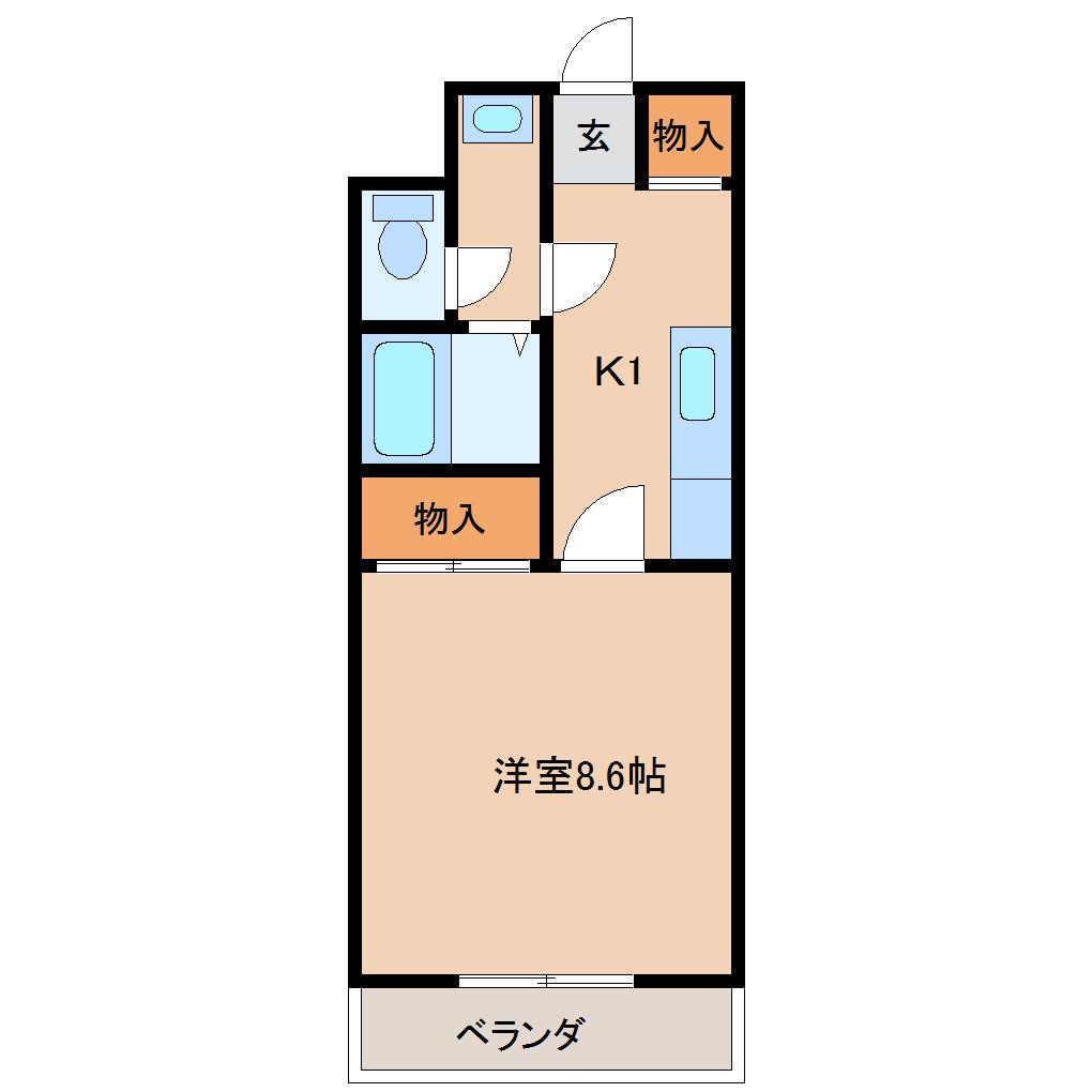シンフォニー(1K/1階)の間取り写真